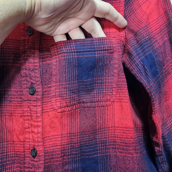 Madewell Women's Classic Red Blue Flannel Plaid Ex-Boyfriend Shirt Size Small. - Picture 4 of 7